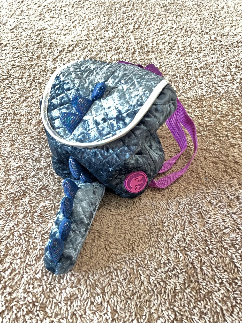 Jurassic World Girls Mini Backpack Blue Iridescent Dinosaur W/ Tail New w/o Tags